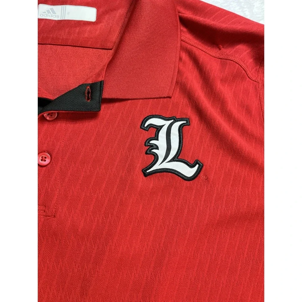 Louisville Cardinals Men's XL Adidas Red Climalite Sideline Polo‎ Shirt